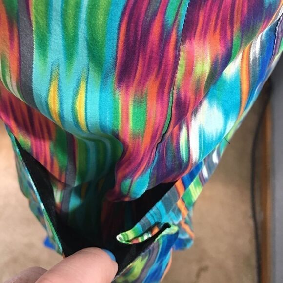100% Silk Edme & Esyllte Rare  and Colorful Print on Pleated skirt Size 4 - Picture 5 of 6
